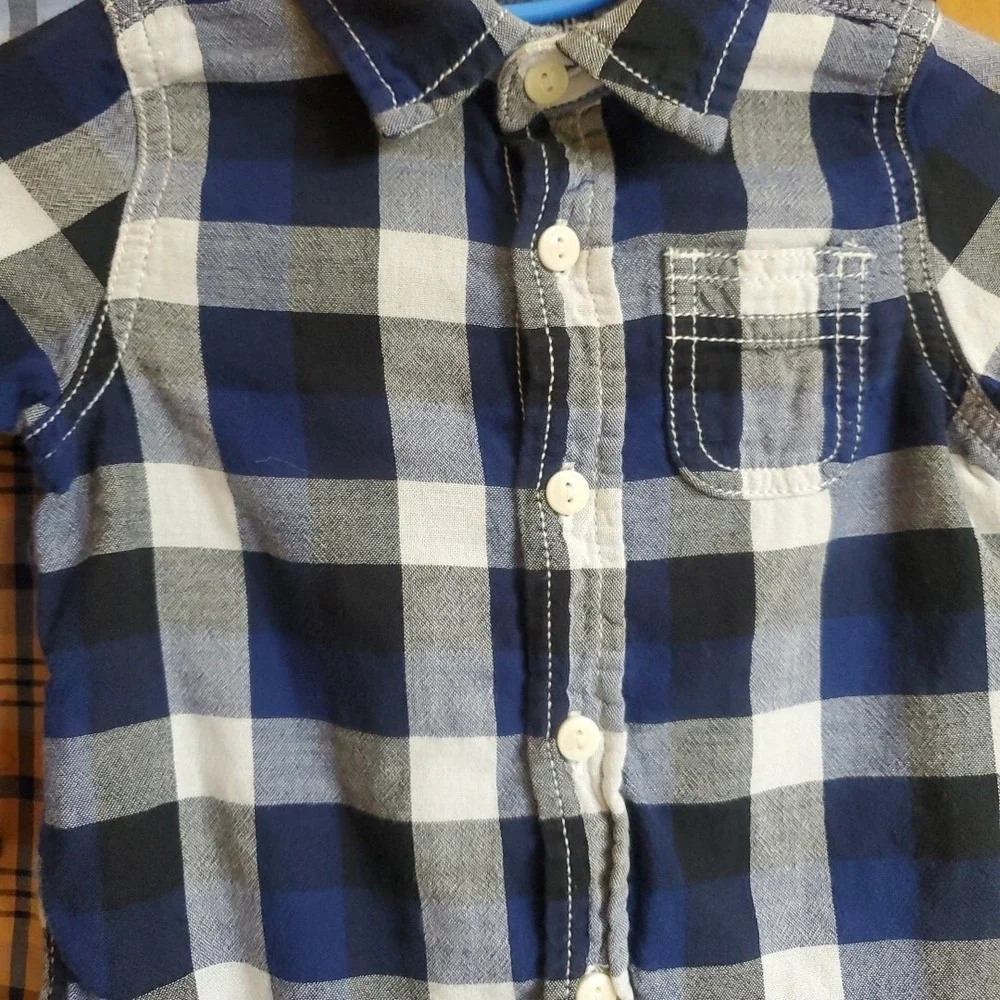 OshKosh B'gosh Carter's Toddler Boys Plaid Flannel Shirts Lot Sz 18M‎